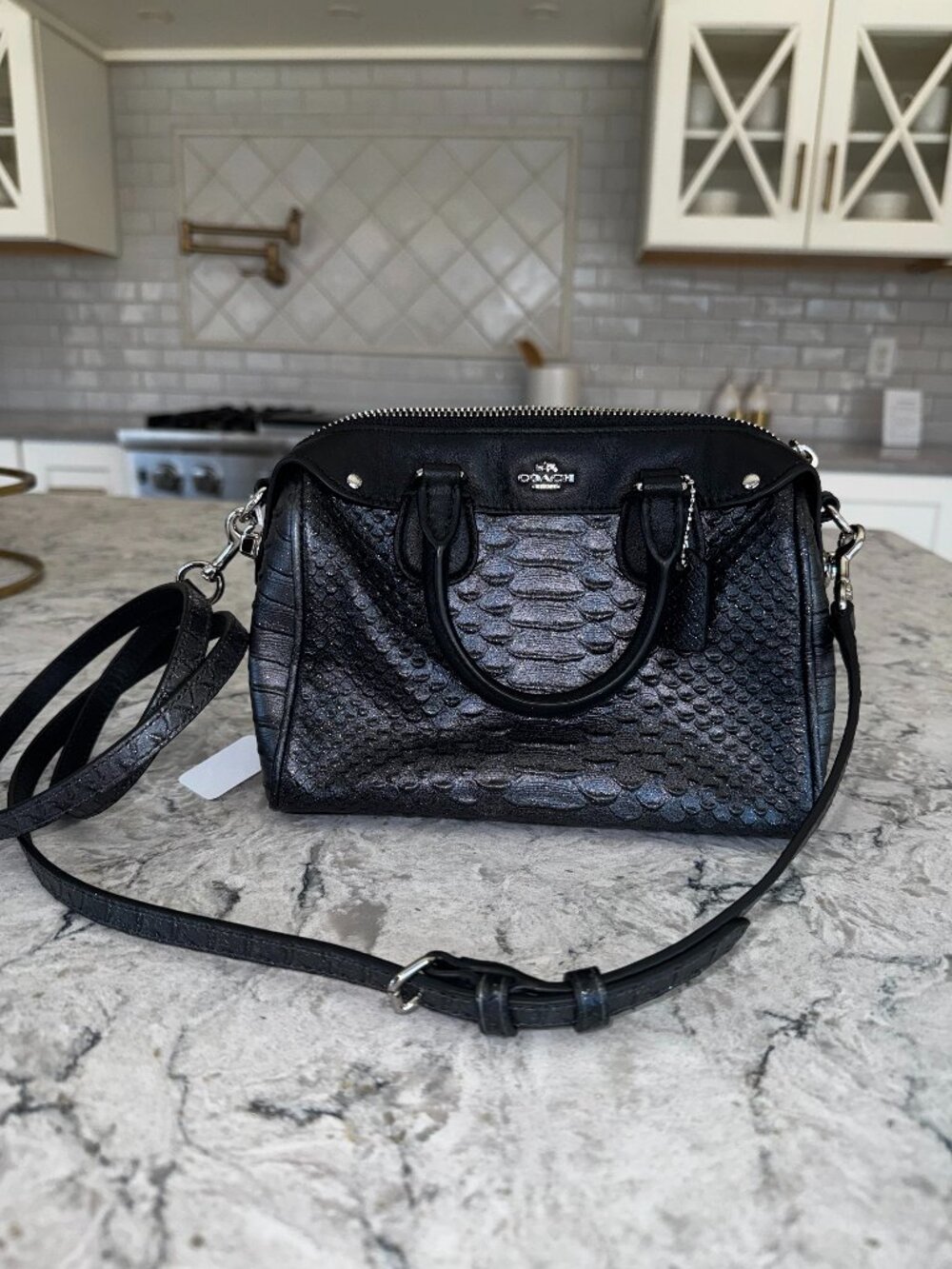 Coach Sparkly Black Snakeskin Crossbody Purse